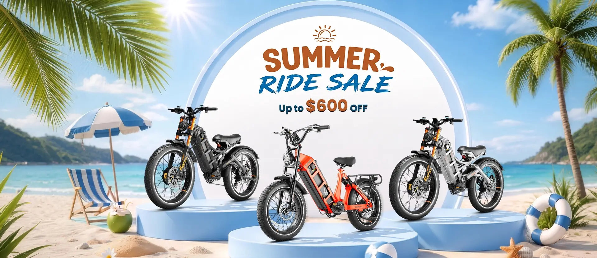 Eahora Summer Bike Sale banner with electric bikes