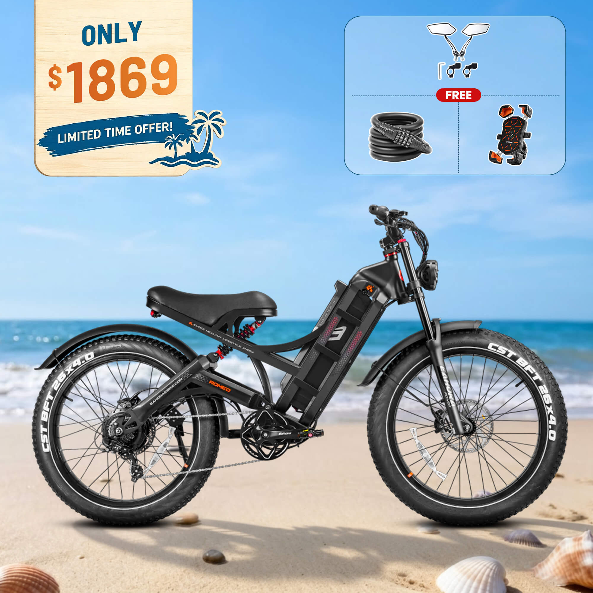 Eahora Romeo Pro electric bike with Summer Bike Sale promotion