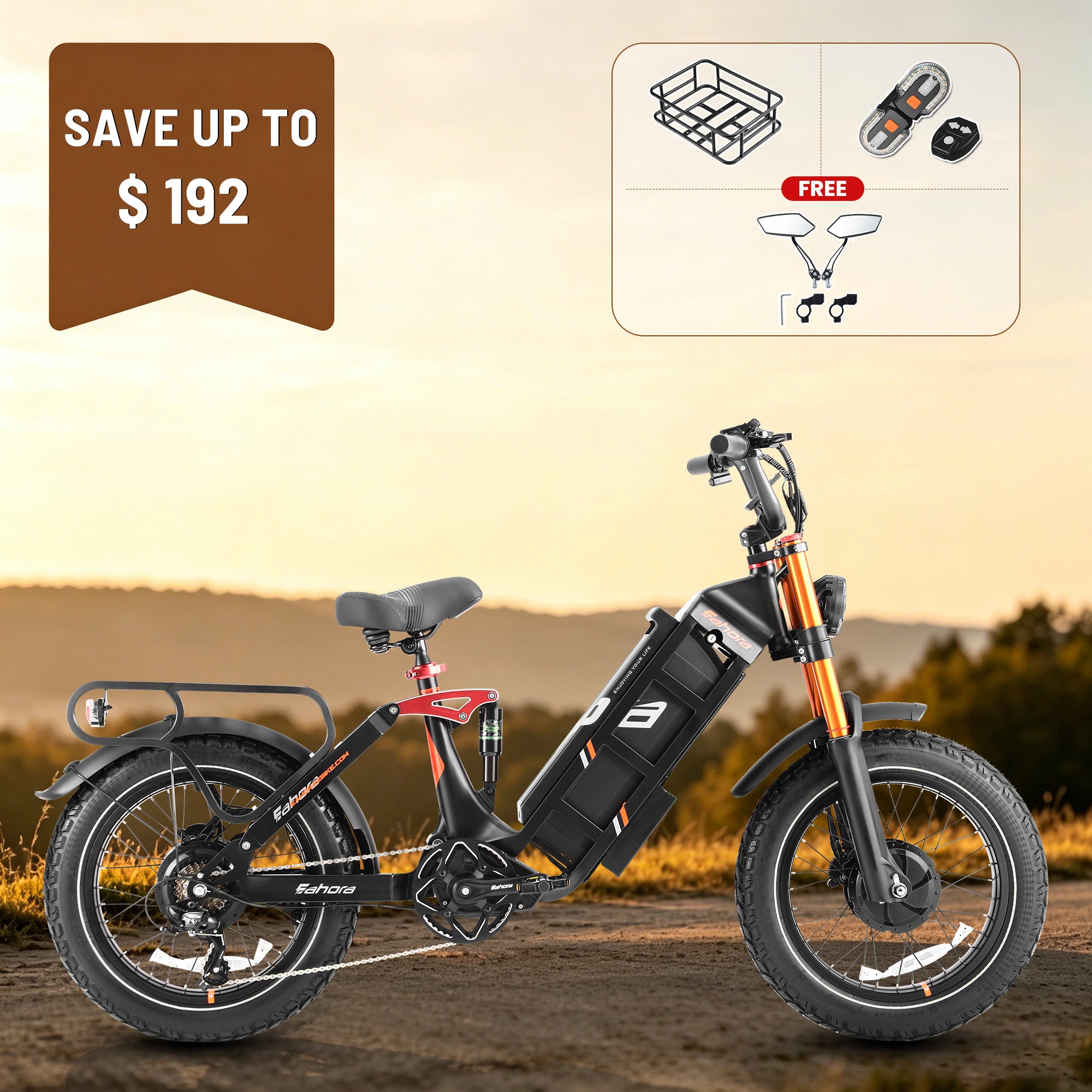 electric bicycle uae Eahora Romeo II Electric Bike 28Mph 20" 52V 2500W AWD Full Suspension