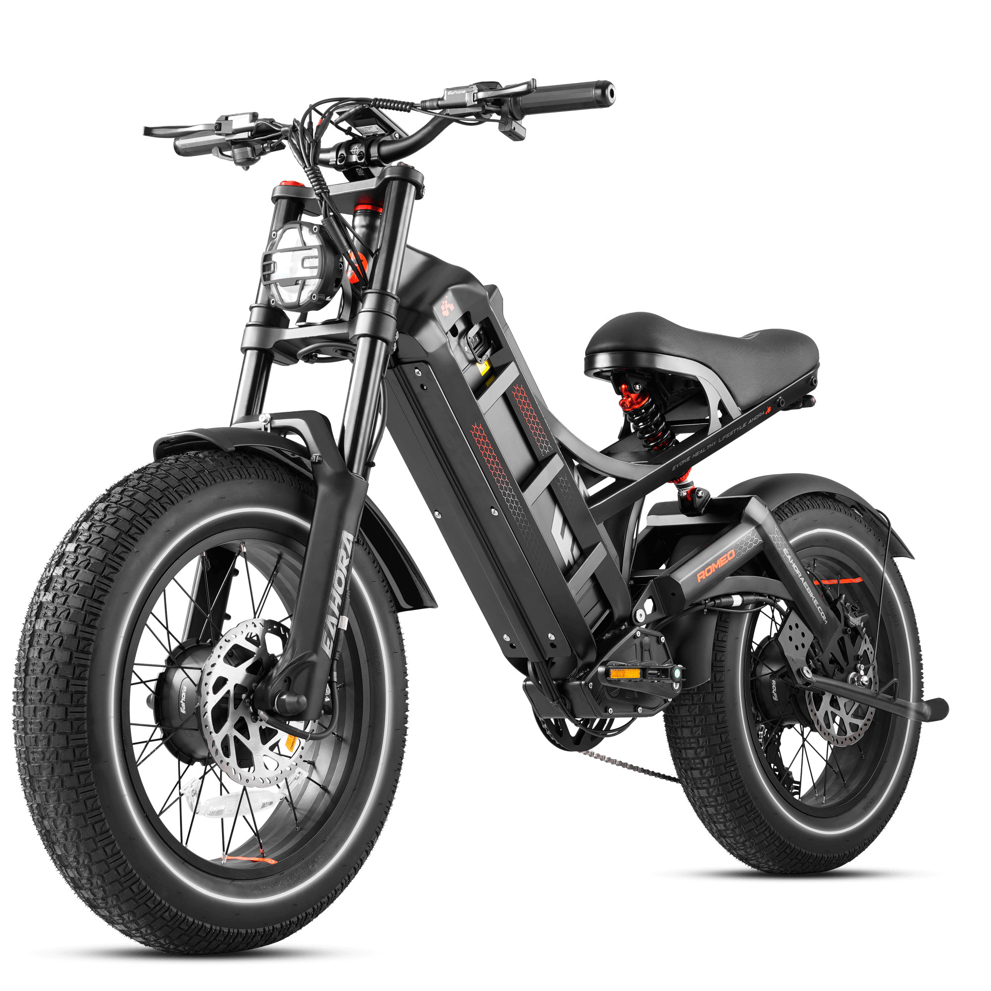 thumbnail image 2 of Eahora Romeo Pro II Electric Bike - 3000W Dual Motor 74KM/H Fat Tire EBike 320KM Range Full Suspension 2 of 11