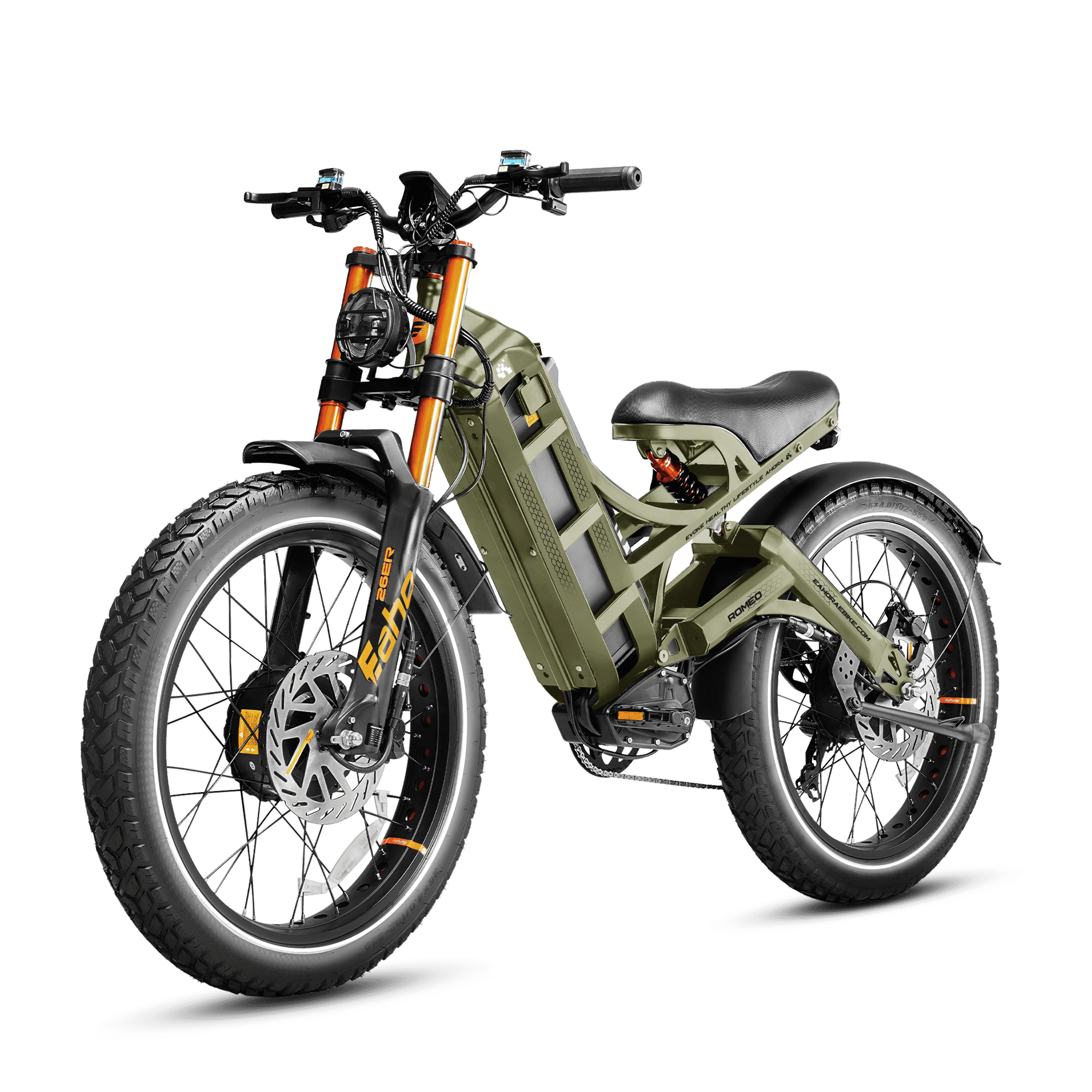 Eahora Romeo Pro II 3000W AWD Electric Bike 28MPH Full Suspension, Green