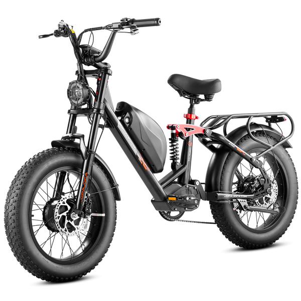 Black Eahora Luna II 2 motors AWD electric bike 2000W 20Ah front-left view