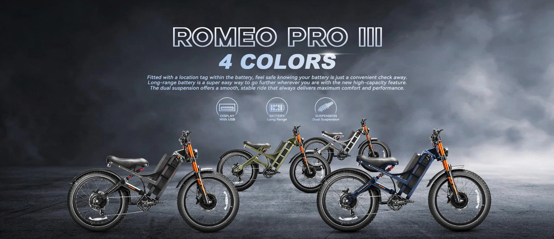 Four Color Romeo Pro III electric fat-tire bikes