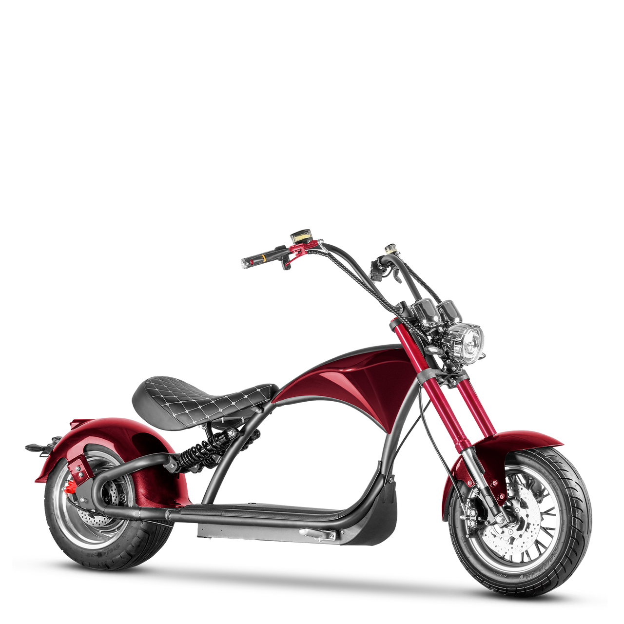 2000W Electric Chopper Motorcycle_Fat Tire Electric Scooter_Eahora Emars M1P_Garnet