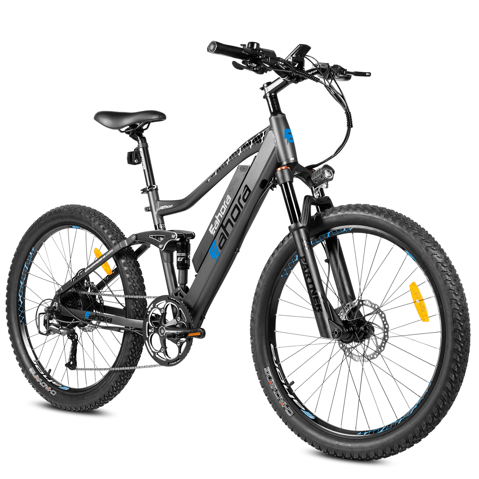 500W Mountain Electric Bike | Full Suspension Mountain eBike | Eahora AM100 (Black)