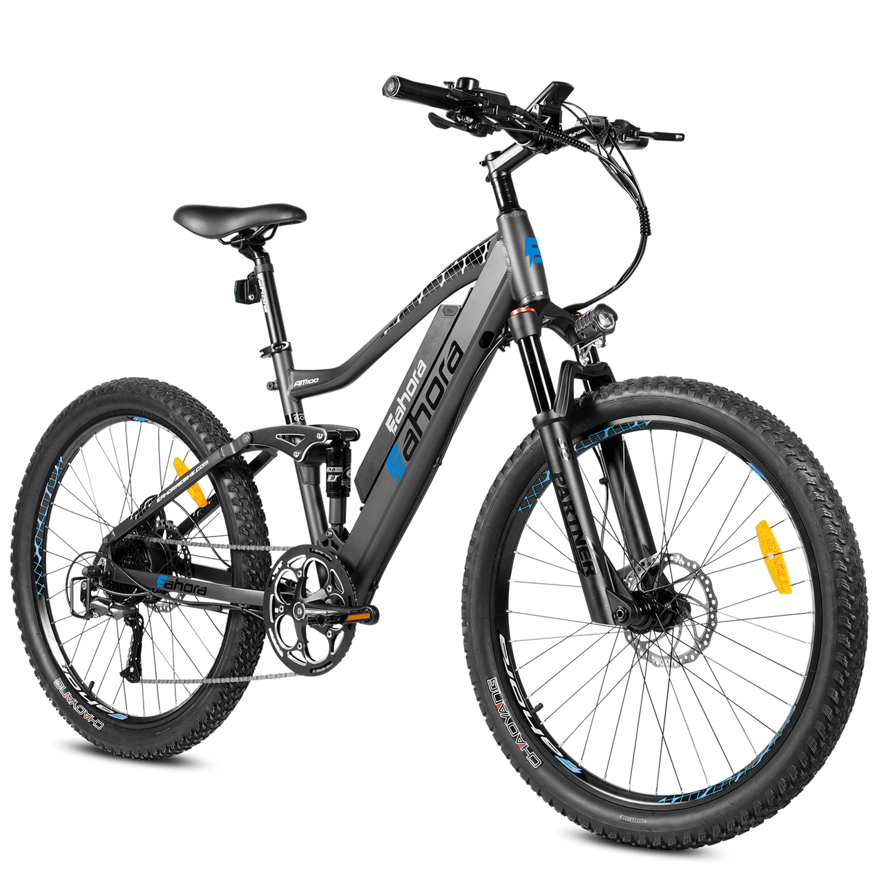 500W Mountain Electric Bike | Full Suspension Mountain eBike | Eahora AM100 (Black)