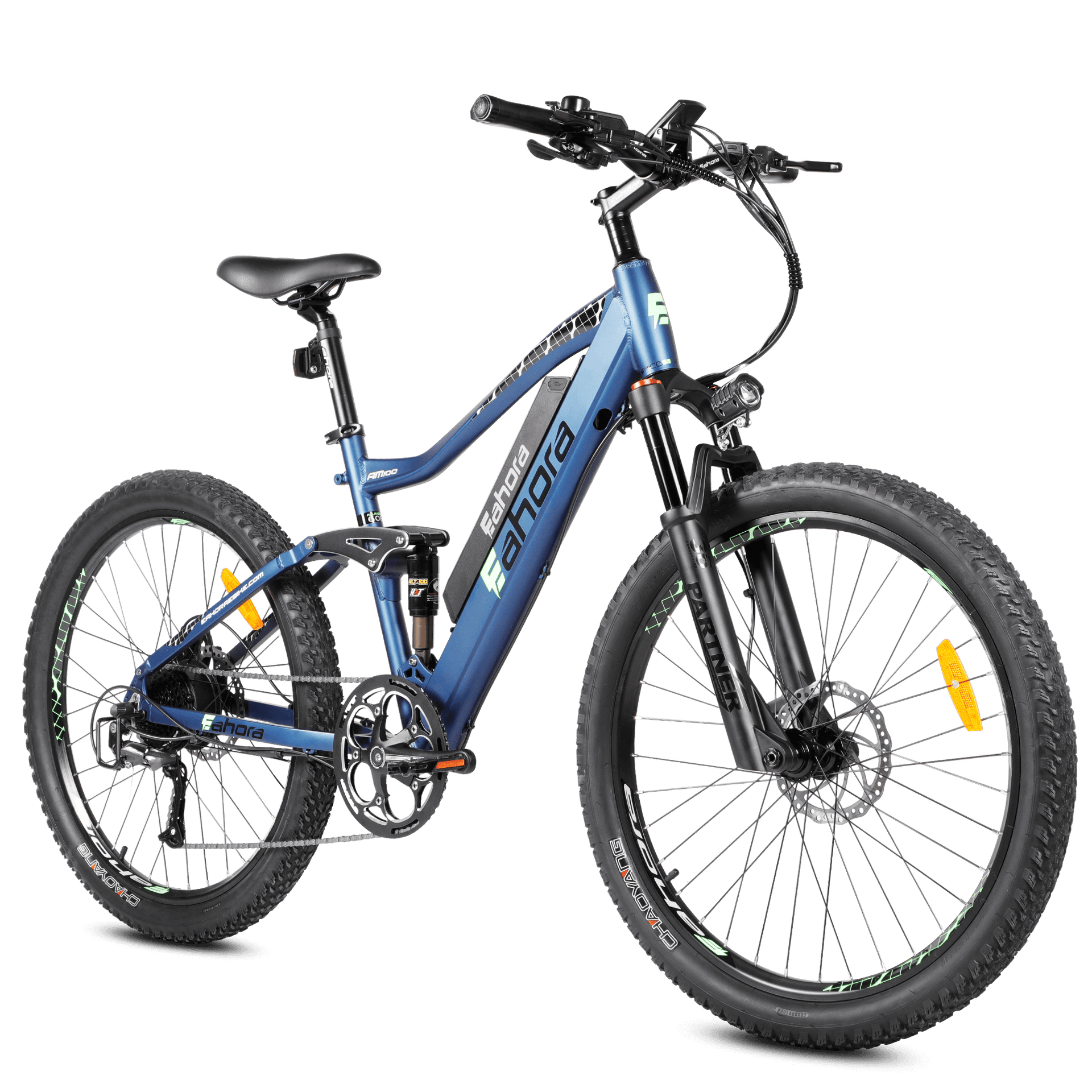 500W Mountain Electric Bike | Full Suspension Mountain eBike | Eahora AM100 (Blue)