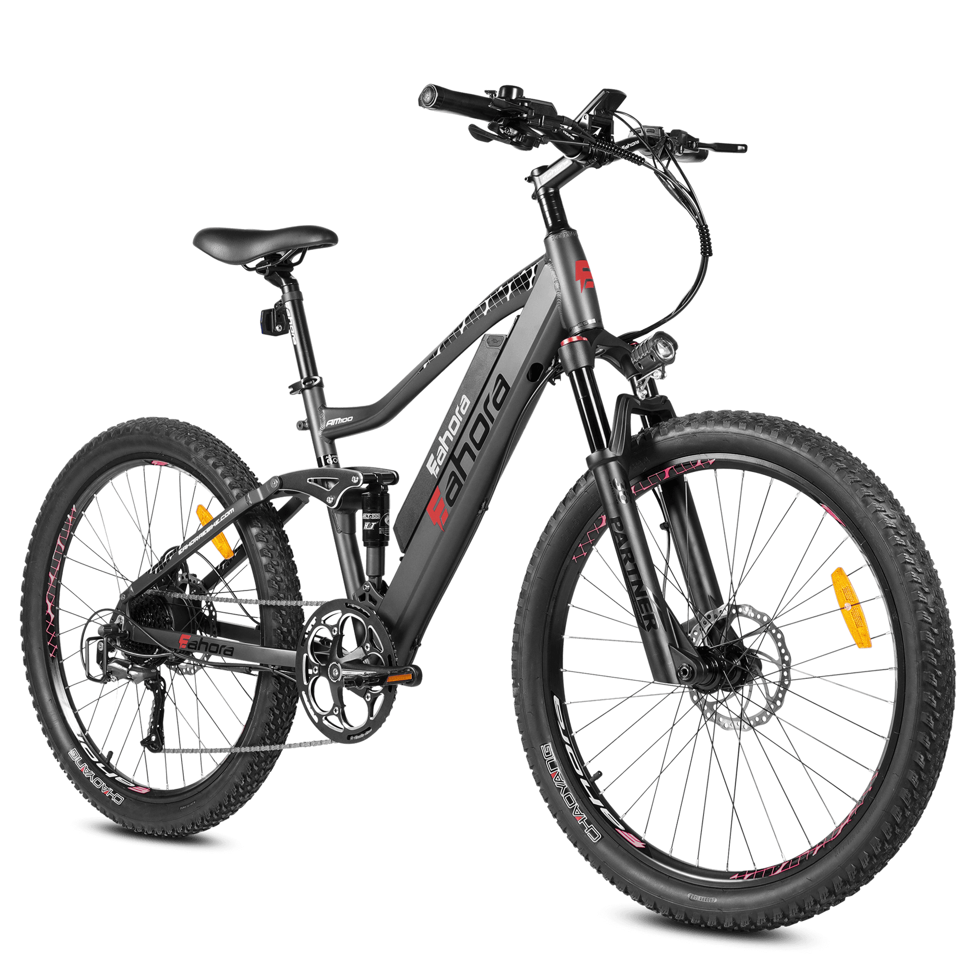 500W Mountain Electric Bike | Full Suspension Mountain eBike | Eahora AM100 (Red)