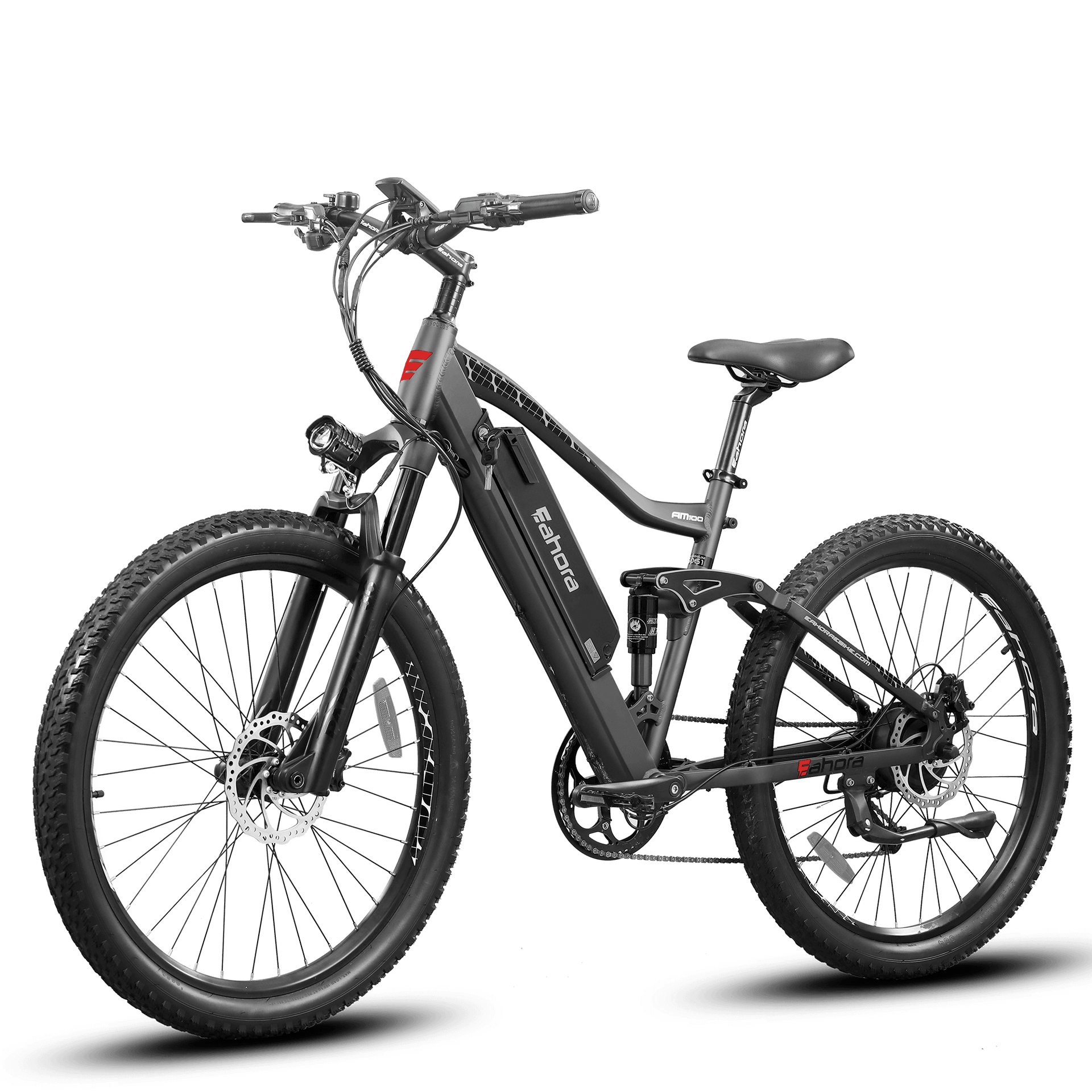 500W Mountain Electric Bike | Full Suspension Mountain eBike | Eahora AM100 (Red)