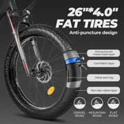 Eahora AM200 - 26" 750W 672WH Mountain Electric Bike - Full Suspension Fat-Tire eBike - 31MPH