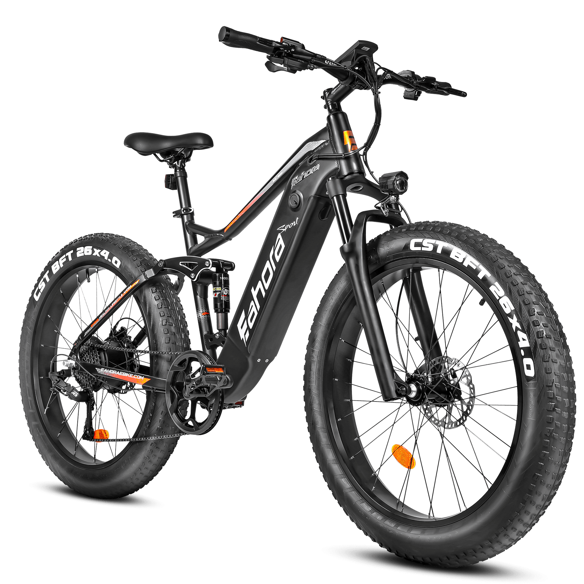 750W Electric Bike | Full Suspension Electric Mountain Bike | Eahora XC300 (Black)